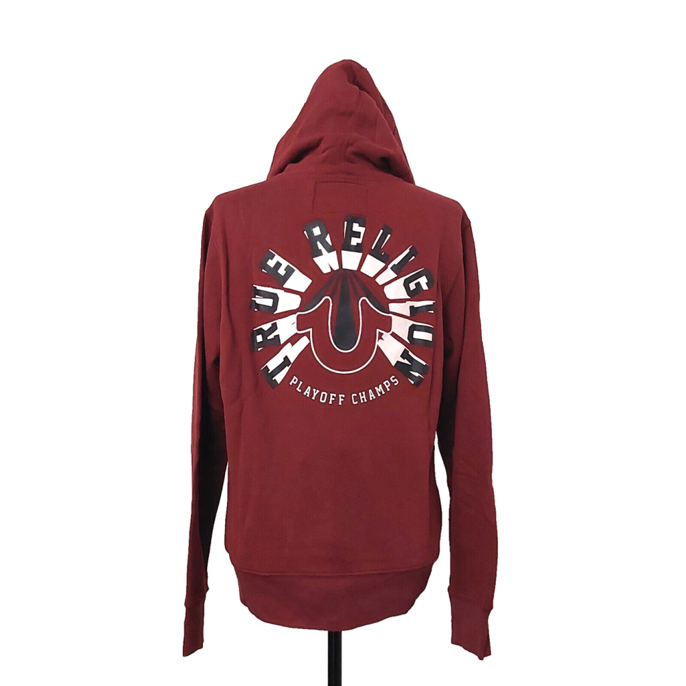 True Religion Brand Jeans Playoff Champs Raglan Hoodie Sweatshirt Size M NWT - Picture 7 of 16
